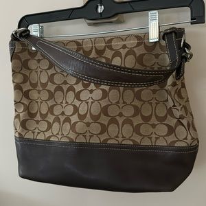 Coach brown signature fabric shoulder bag